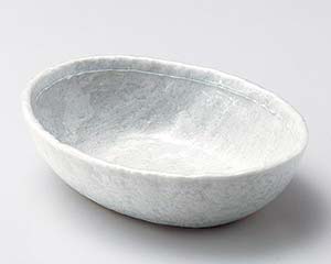 【まとめ買い10個セット品】和食器 ロ049-138 オフケ白ライン4.5楕円鉢【キャンセル/返品不可】【メイチョー】