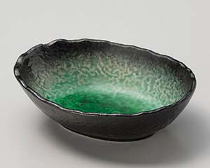 【まとめ買い10個セット品】和食器 タ050-068 エメラルドグリーン楕円小鉢【キャンセル/返品不可】【メイチョー】