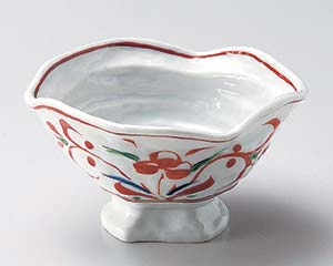 【まとめ買い10個セット品】和食器 ネ054-068 赤絵変型高台鉢【キャンセル/返品不可】【メイチョー】