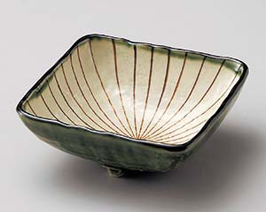 【まとめ買い10個セット品】和食器 ロ071-478 織部内筋三つ足角鉢(大)【キャンセル/返品不可】【メイチョー】