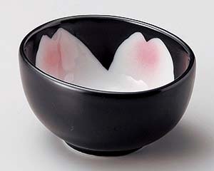 【まとめ買い10個セット品】和食器 ミ076-238 黒釉桜花楕円小鉢【キャンセル/返品不可】【メイチョー】