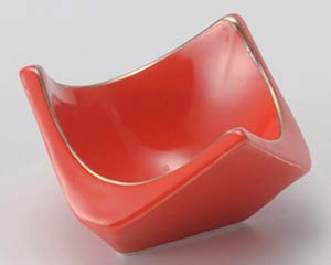 【まとめ買い10個セット品】和食器 キ090-258 赤釉金線三角小付【キャンセル/返品不可】【メイチョー】