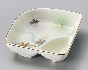 【まとめ買い10個セット品】和食器 カ095-038 白吹竜田川扇型仕切鉢【キャンセル/返品不可】【メイチョー】