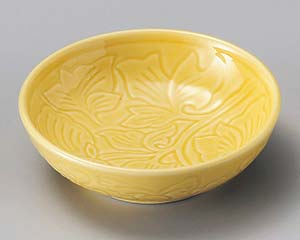 【まとめ買い10個セット品】和食器 ホ097-148 黄色唐草彫丸鉢【キャンセル/返品不可】【メイチョー】
