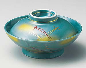 【まとめ買い10個セット品】和食器 ホ102-048 ヒスイ金松蓋向【キャンセル/返品不可】【メイチョー】