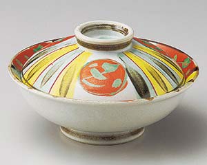 【まとめ買い10個セット品】和食器 ツ103-048 十草赤丸紋平蓋向【キャンセル/返品不可】【メイチョー】