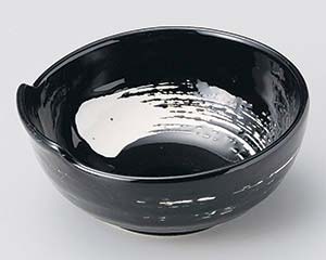 【まとめ買い10個セット品】和食器 ロ122-198 黒釉白刷毛呑水(小)【キャンセル/返品不可】【メイチョー】