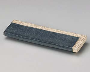 【まとめ買い10個セット品】和食器 メ125-058 黒窯変掛け分け9.0足付長角皿【キャンセル/返品不可】【メイチョー】