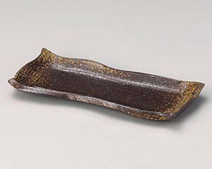 【まとめ買い10個セット品】和食器 ミ127-078 備前風モダンカット9.0長皿【キャンセル/返品不可】【メイチョー】