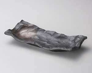 【まとめ買い10個セット品】和食器 ト139-118 黒備前 石目長角皿(大)【キャンセル/返品不可】【メイチョー】