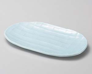 【まとめ買い10個セット品】和食器 ロ145-208 青磁 小判焼物皿【キャンセル/返品不可】【メイチョー】