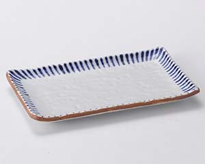 【まとめ買い10個セット品】和食器 ロ150-248 藍十草8.0長角皿(浜付き)【キャンセル/返品不可】【メイチョー】