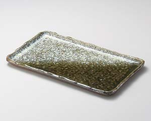 和食器 メ161-108 ビードロ窯変13.3長角皿【メイチョー】