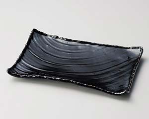 【まとめ買い10個セット品】和食器 ト162-058 柚子天目枯山水 角皿 大【キャンセル/返品不可】【メイチョー】