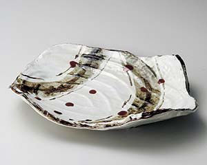 和食器 ツ167-098 錆絵辰砂渦彫尺一盛込皿【メイチョー】