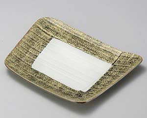 【まとめ買い10個セット品】和食器 ミ169-108 織部金タタキ変形大皿【キャンセル/返品不可】【メイチョー】