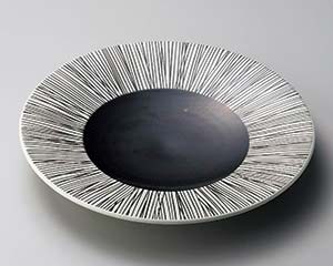 【まとめ買い10個セット品】和食器 イ175-208 クシ墨輪二重8.0皿【キャンセル/返品不可】【メイチョー】