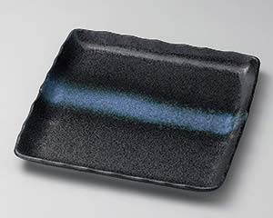 【まとめ買い10個セット品】和食器 ア185-028 黒結晶白帯引正角皿【キャンセル/返品不可】【メイチョー】