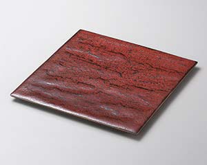 和食器 タ186-048 紅柚子天目石肌27cm正角皿【メイチョー】