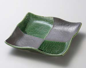 【まとめ買い10個セット品】和食器 ミ187-188 織部市松9.0正角皿【キャンセル/返品不可】【メイチョー】