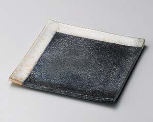 【まとめ買い10個セット品】和食器 メ189-088 黒窯変角白掛け分け6.8角皿【キャンセル/返品不可】【メイチョー】