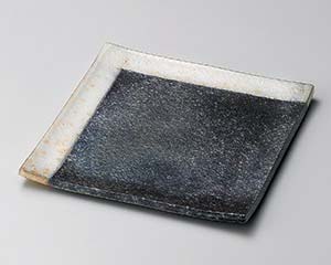 【まとめ買い10個セット品】和食器 メ189-098 黒窯変角白掛け分け5.1角皿【キャンセル/返品不可】【メイチョー】