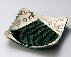 【まとめ買い10個セット品】和食器 イ189-188 里山織部9.0正角皿【キャンセル/返品不可】【メイチョー】