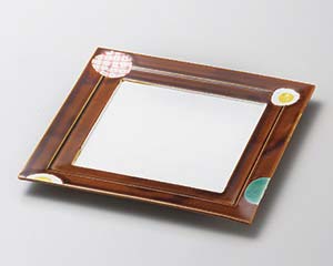 【まとめ買い10個セット品】和食器 ミ190-108 アメ釉段付正角皿【キャンセル/返品不可】【メイチョー】