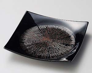 【まとめ買い10個セット品】和食器 イ189-298 漆黒乱十草7.5正角皿【キャンセル/返品不可】【メイチョー】