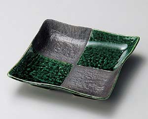 【まとめ買い10個セット品】和食器 ミ192-208 織部市松正角和皿【キャンセル/返品不可】【メイチョー】