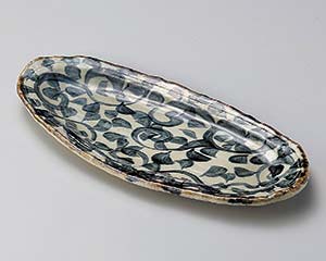 【まとめ買い10個セット品】和食器 オ195-108 タコ唐草楕円長皿【キャンセル/返品不可】【メイチョー】