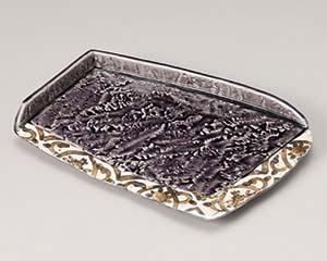 【まとめ買い10個セット品】和食器 オ201-028 紫釉岩肌ペルシャ紋前菜皿【キャンセル/返品不可】【メイチョー】