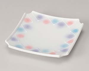 【まとめ買い10個セット品】和食器 ミ205-078 淡雪三色吹 正角前菜皿【キャンセル/返品不可】【メイチョー】