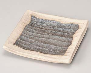 【まとめ買い10個セット品】和食器 メ216-058 黒窯変掛け分けソギ5.0角皿【キャンセル/返品不可】【メイチョー】