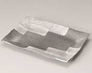 【まとめ買い10個セット品】和食器 ス237-058 グレー刷毛目10号長角皿【キャンセル/返品不可】【メイチョー】