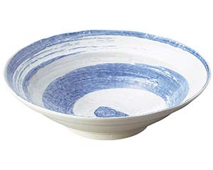 和食器 ワ244-058 白玉粉引青刷毛渦尺鉢【メイチョー】