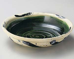 【まとめ買い10個セット品】和食器 ト253-048 織部呉須刷毛目8.5寸平鉢【キャンセル/返品不可】【メイチョー】