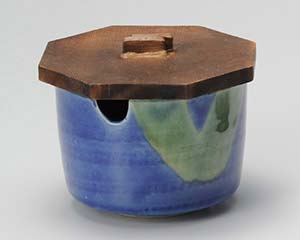 【まとめ買い10個セット品】和食器 ミ299-268 青釉オリベソース入(木ブタ付)【キャンセル/返品不可】【メイチョー】