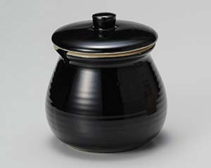 【まとめ買い10個セット品】和食器 イ299-108 黒釉口切蓋物 3号【キャンセル/返品不可】【メイチョー】