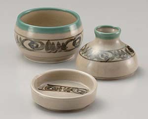 【まとめ買い10個セット品】和食器 ホ304-408 織部唐草徳利むし【キャンセル/返品不可】【メイチョー】