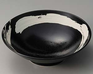 和食器 カ311-048 極刷毛黒8.0麺鉢【メイチョー】