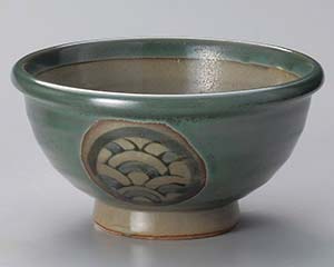 和食器 ミ323-368 織部波丸紋玉渕5.8丼【メイチョー】