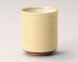 和食器 ホ382-268 黄瀬戸刷毛目切立湯呑【メイチョー】