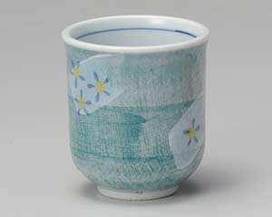 【まとめ買い10個セット品】和食器 ア386-298 グリーン花ガスミ湯呑【キャンセル/返品不可】【メイチョー】