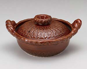 和食器 ス402-028 アメ釉(手造)8号鍋【メイチョー】