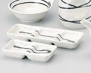 【まとめ買い10個セット品】和食器 コ405-858 粉引黒ライン石目三品盛仕切皿【キャンセル/返品不可】【メイチョー】