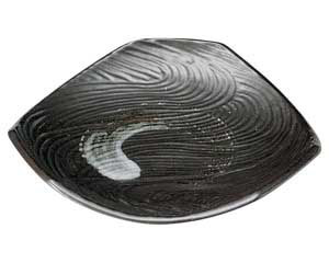 【まとめ買い10個セット品】和食器 ト441-358 鉄結晶 流水5.0三角皿【キャンセル/返品不可】【メイチョー】