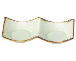 【まとめ買い10個セット品】和食器 ト463-728 翠玉(貫入) 石目 二連皿 (大)【キャンセル/返品不可】【メイチョー】