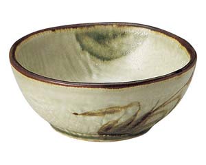 【まとめ買い10個セット品】和食器 オ468-518 織部流し芦絵 3.8ボール【キャンセル/返品不可】【メイチョー】