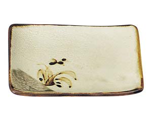 【まとめ買い10個セット品】和食器 オ468-608 織部流し芦絵 角4.0皿【キャンセル/返品不可】【メイチョー】